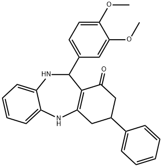 11-(3,4-dimethoxyphenyl)-3-phenyl-2,3,4,5,10,11-hexahydro-1H-dibenzo[b,e][1,4]diazepin-1-one Struktur