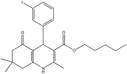 pentyl 4-(3-iodophenyl)-2,7,7-trimethyl-5-oxo-1,4,5,6,7,8-hexahydro-3-quinolinecarboxylate 化学構造式