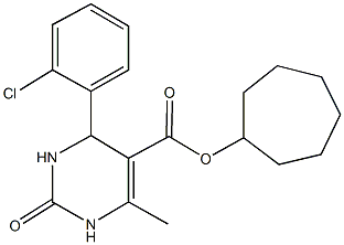 cycloheptyl 4-(2-chlorophenyl)-6-methyl-2-oxo-1,2,3,4-tetrahydro-5-pyrimidinecarboxylate 化学構造式