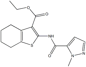 ethyl 2-{[(1-methyl-1H-pyrazol-5-yl)carbonyl]amino}-4,5,6,7-tetrahydro-1-benzothiophene-3-carboxylate 结构式