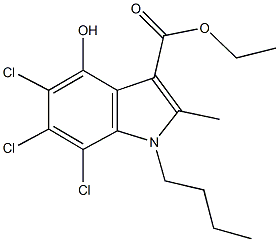 ethyl 1-butyl-5,6,7-trichloro-4-hydroxy-2-methyl-1H-indole-3-carboxylate 化学構造式