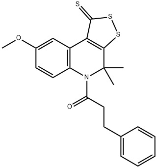 8-methoxy-4,4-dimethyl-5-(3-phenylpropanoyl)-4,5-dihydro-1H-[1,2]dithiolo[3,4-c]quinoline-1-thione 结构式