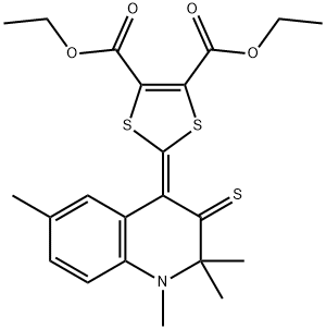 diethyl 2-(1,2,2,6-tetramethyl-3-thioxo-2,3-dihydro-4(1H)-quinolinylidene)-1,3-dithiole-4,5-dicarboxylate,296272-66-7,结构式