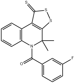 5-(3-fluorobenzoyl)-4,4-dimethyl-4,5-dihydro-1H-[1,2]dithiolo[3,4-c]quinoline-1-thione 结构式