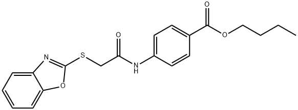 butyl 4-{[(1,3-benzoxazol-2-ylsulfanyl)acetyl]amino}benzoate,296273-73-9,结构式