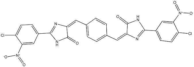 2-{4-chloro-3-nitrophenyl}-5-{4-[(2-{4-chloro-3-nitrophenyl}-5-oxo-1,5-dihydro-4H-imidazol-4-ylidene)methyl]benzylidene}-3,5-dihydro-4H-imidazol-4-one Structure