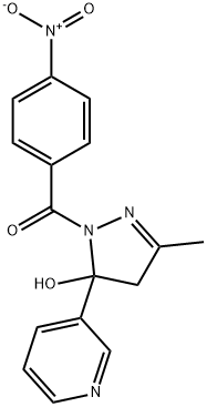 1-{4-nitrobenzoyl}-3-methyl-5-(3-pyridinyl)-4,5-dihydro-1H-pyrazol-5-ol 结构式