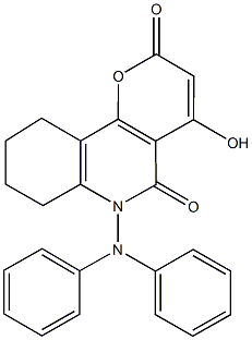 6-(diphenylamino)-4-hydroxy-7,8,9,10-tetrahydro-2H-pyrano[3,2-c]quinoline-2,5(6H)-dione,29677-08-5,结构式