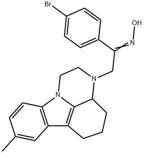 1-(4-bromophenyl)-2-(8-methyl-1,2,3a,4,5,6-hexahydro-3H-pyrazino[3,2,1-jk]carbazol-3-yl)ethanone oxime 化学構造式