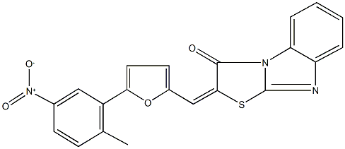 2-[(5-{5-nitro-2-methylphenyl}-2-furyl)methylene][1,3]thiazolo[3,2-a]benzimidazol-3(2H)-one Structure