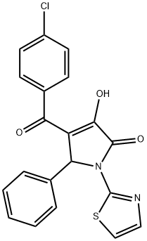 4-(4-chlorobenzoyl)-3-hydroxy-5-phenyl-1-(1,3-thiazol-2-yl)-1,5-dihydro-2H-pyrrol-2-one,296790-41-5,结构式