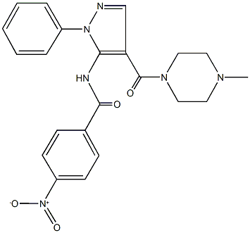 4-nitro-N-{4-[(4-methyl-1-piperazinyl)carbonyl]-1-phenyl-1H-pyrazol-5-yl}benzamide Structure