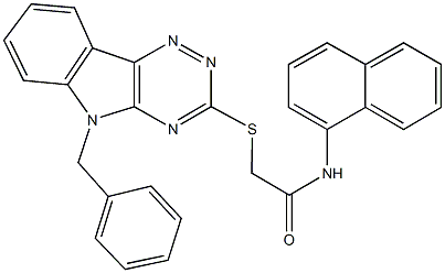2-[(5-benzyl-5H-[1,2,4]triazino[5,6-b]indol-3-yl)sulfanyl]-N-(1-naphthyl)acetamide Structure