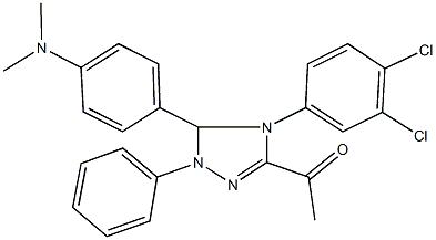 1-{4-(3,4-dichlorophenyl)-5-[4-(dimethylamino)phenyl]-1-phenyl-4,5-dihydro-1H-1,2,4-triazol-3-yl}ethanone Struktur