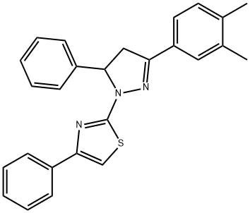 2-[3-(3,4-dimethylphenyl)-5-phenyl-4,5-dihydro-1H-pyrazol-1-yl]-4-phenyl-1,3-thiazole 结构式