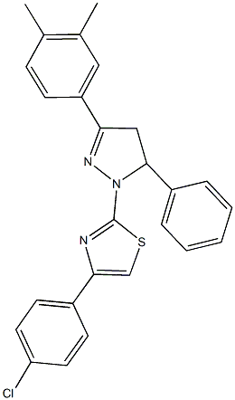 4-(4-chlorophenyl)-2-[3-(3,4-dimethylphenyl)-5-phenyl-4,5-dihydro-1H-pyrazol-1-yl]-1,3-thiazole Structure