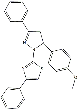 2-{5-[4-(methyloxy)phenyl]-3-phenyl-4,5-dihydro-1H-pyrazol-1-yl}-4-phenyl-1,3-thiazole 化学構造式