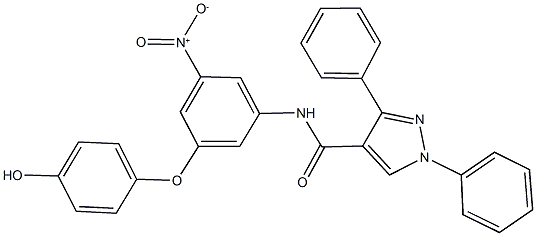 N-[3-nitro-5-(4-hydroxyphenoxy)phenyl]-1,3-diphenyl-1H-pyrazole-4-carboxamide,296796-41-3,结构式