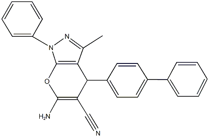 6-amino-4-[1,1'-biphenyl]-4-yl-3-methyl-1-phenyl-1,4-dihydropyrano[2,3-c]pyrazole-5-carbonitrile 结构式