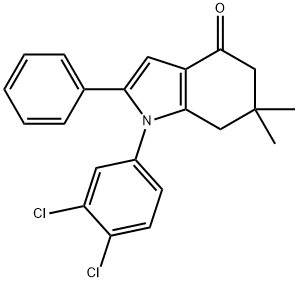 1-(3,4-dichlorophenyl)-6,6-dimethyl-2-phenyl-1,5,6,7-tetrahydro-4H-indol-4-one 化学構造式