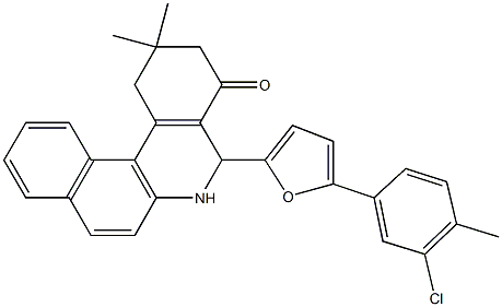 5-[5-(3-chloro-4-methylphenyl)-2-furyl]-2,2-dimethyl-2,3,5,6-tetrahydrobenzo[a]phenanthridin-4(1H)-one,296800-16-3,结构式