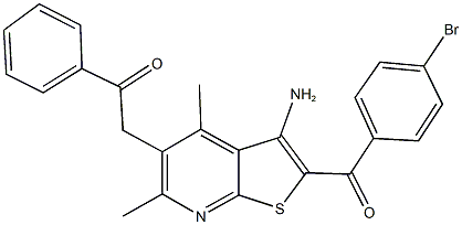 2-[3-amino-2-(4-bromobenzoyl)-4,6-dimethylthieno[2,3-b]pyridin-5-yl]-1-phenylethanone Structure