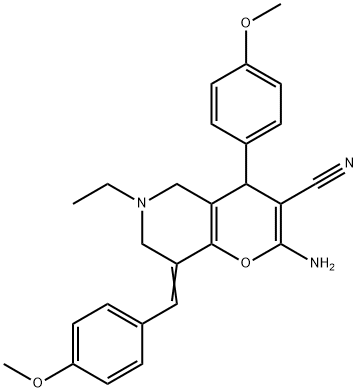 296800-66-3 2-amino-6-ethyl-8-(4-methoxybenzylidene)-4-(4-methoxyphenyl)-5,6,7,8-tetrahydro-4H-pyrano[3,2-c]pyridine-3-carbonitrile