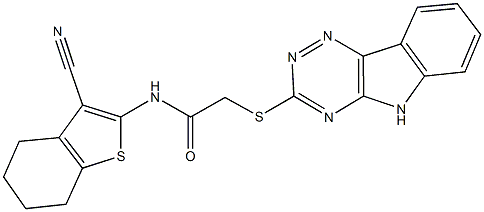 N-(3-cyano-4,5,6,7-tetrahydro-1-benzothien-2-yl)-2-(5H-[1,2,4]triazino[5,6-b]indol-3-ylsulfanyl)acetamide Structure