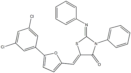 5-{[5-(3,5-dichlorophenyl)-2-furyl]methylene}-3-phenyl-2-(phenylimino)-1,3-thiazolidin-4-one|