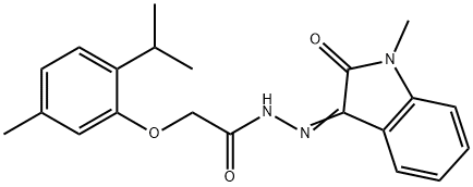 2-(2-isopropyl-5-methylphenoxy)-N'-(1-methyl-2-oxo-1,2-dihydro-3H-indol-3-ylidene)acetohydrazide Struktur