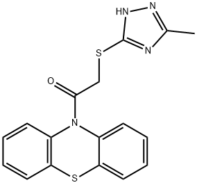 10-{[(5-methyl-4H-1,2,4-triazol-3-yl)sulfanyl]acetyl}-10H-phenothiazine 化学構造式