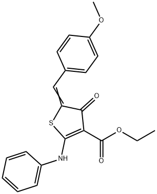 ethyl 2-anilino-5-(4-methoxybenzylidene)-4-oxo-4,5-dihydro-3-thiophenecarboxylate Struktur