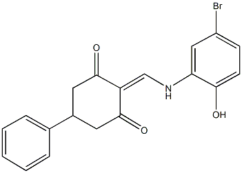 2-[(5-bromo-2-hydroxyanilino)methylene]-5-phenyl-1,3-cyclohexanedione 化学構造式