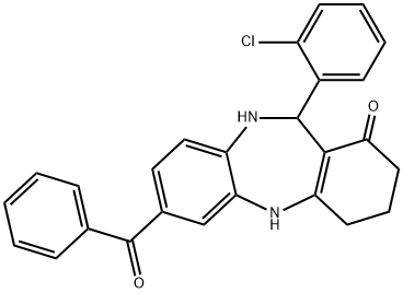 7-benzoyl-11-(2-chlorophenyl)-2,3,4,5,10,11-hexahydro-1H-dibenzo[b,e][1,4]diazepin-1-one Struktur