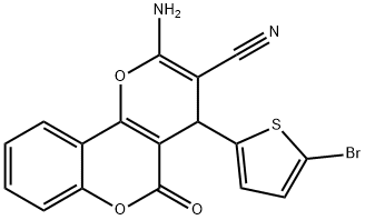 2-amino-4-(5-bromo-2-thienyl)-5-oxo-4H,5H-pyrano[3,2-c]chromene-3-carbonitrile Structure
