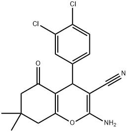 2-amino-4-(3,4-dichlorophenyl)-7,7-dimethyl-5-oxo-5,6,7,8-tetrahydro-4H-chromene-3-carbonitrile 结构式