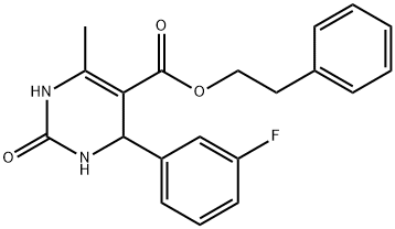 2-phenylethyl 4-(3-fluorophenyl)-6-methyl-2-oxo-1,2,3,4-tetrahydropyrimidine-5-carboxylate Struktur