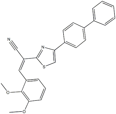 2-(4-[1,1'-biphenyl]-4-yl-1,3-thiazol-2-yl)-3-(2,3-dimethoxyphenyl)acrylonitrile,297763-65-6,结构式