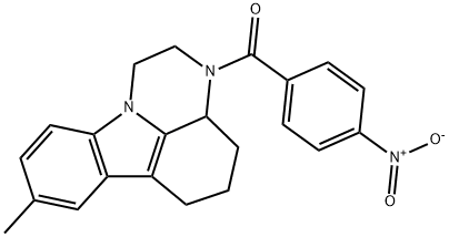 3-{4-nitrobenzoyl}-8-methyl-2,3,3a,4,5,6-hexahydro-1H-pyrazino[3,2,1-jk]carbazole Structure