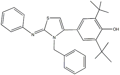 4-[3-benzyl-2-(phenylimino)-2,3-dihydro-1,3-thiazol-4-yl]-2,6-ditert-butylphenol Struktur