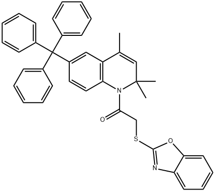 1-[(1,3-benzoxazol-2-ylsulfanyl)acetyl]-2,2,4-trimethyl-6-trityl-1,2-dihydroquinoline Structure
