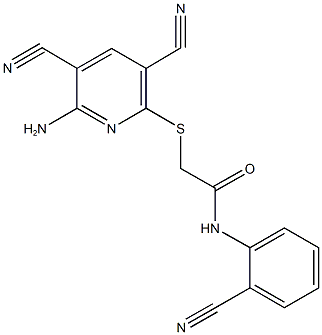 2-[(6-amino-3,5-dicyano-2-pyridinyl)sulfanyl]-N-(2-cyanophenyl)acetamide Structure