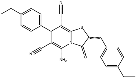 5-amino-2-(4-ethylbenzylidene)-7-(4-ethylphenyl)-3-oxo-2,3-dihydro-7H-[1,3]thiazolo[3,2-a]pyridine-6,8-dicarbonitrile 化学構造式