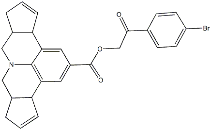 2-(4-bromophenyl)-2-oxoethyl 3b,6,6a,7,9,9a,10,12a-octahydrocyclopenta[c]cyclopenta[4,5]pyrido[3,2,1-ij]quinoline-2-carboxylate Structure