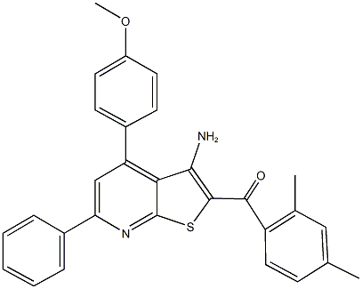 [3-amino-4-(4-methoxyphenyl)-6-phenylthieno[2,3-b]pyridin-2-yl](2,4-dimethylphenyl)methanone 化学構造式