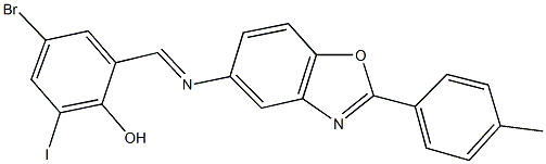 4-bromo-2-iodo-6-({[2-(4-methylphenyl)-1,3-benzoxazol-5-yl]imino}methyl)phenol,298230-13-4,结构式
