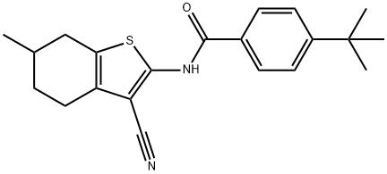 4-tert-butyl-N-(3-cyano-6-methyl-4,5,6,7-tetrahydro-1-benzothien-2-yl)benzamide 结构式