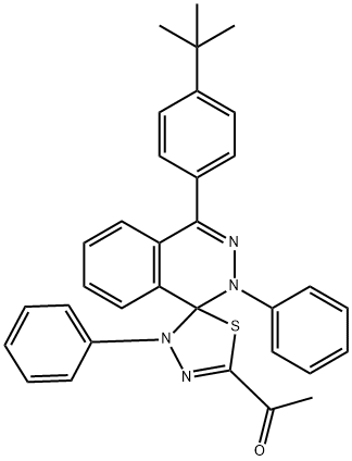 1-(4-(4-tert-butylphenyl)-2,4'-diphenyl-1,2,4',5'-tetrahydrospiro(phthalazine-1,5'-[1,3,4]-thiadiazole)-2'-yl)ethanone 化学構造式