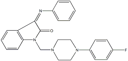 1-{[4-(4-fluorophenyl)-1-piperazinyl]methyl}-3-(phenylimino)-1,3-dihydro-2H-indol-2-one Struktur