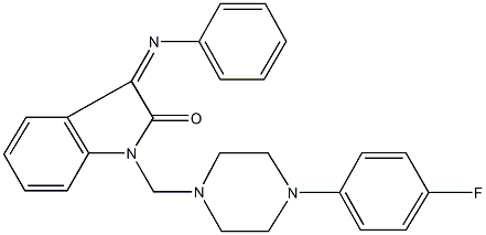 1-{[4-(4-fluorophenyl)-1-piperazinyl]methyl}-3-(phenylimino)-1,3-dihydro-2H-indol-2-one Structure